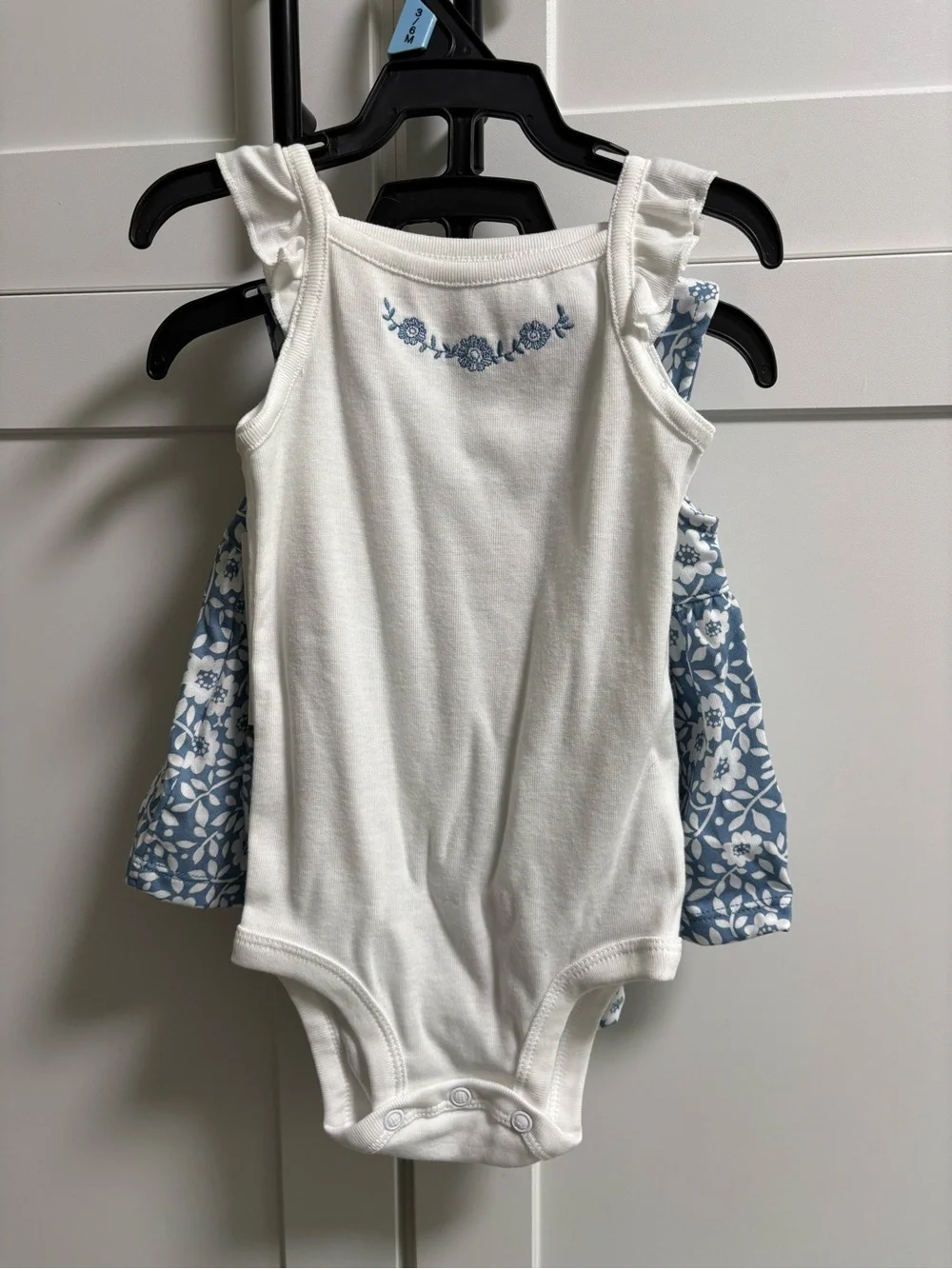NWT Carter's Child of Mine 3-Piece Blue Floral Dress & Bodysuit Set 3-6M